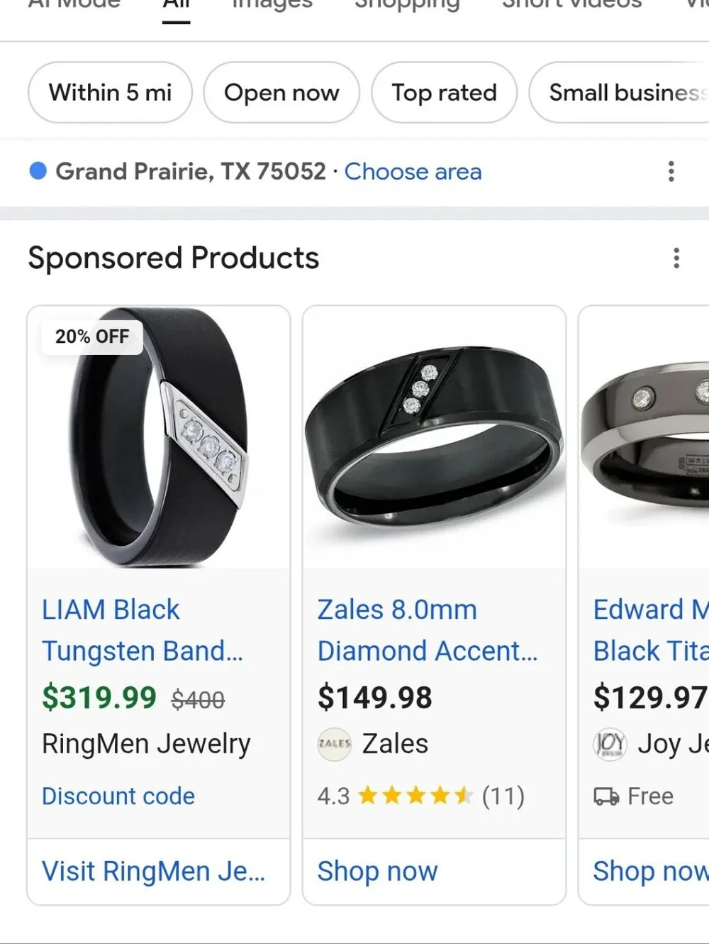 Zales Black Stainless Steel Men's Band